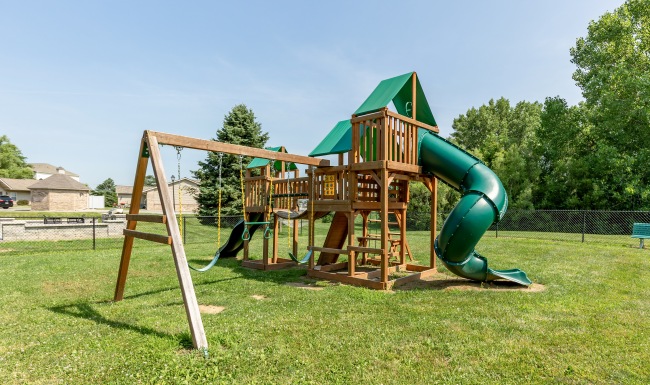 Playset on grassy area